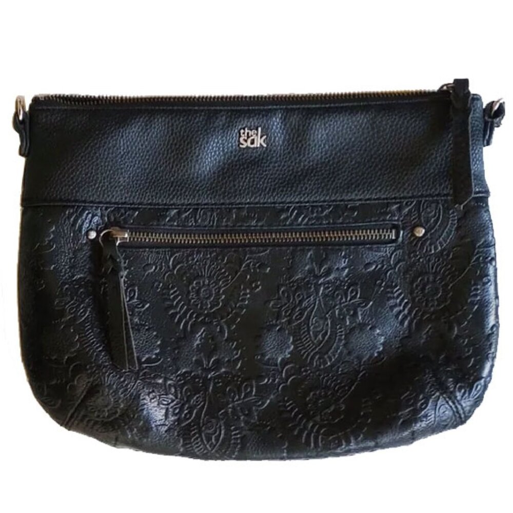 The Sak Shoulder Purse Black Embossed Paisley NO Strap